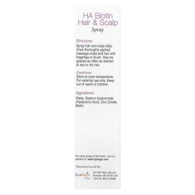 HIALOGIC, HA BIOTIN Hair &amp Scalp Spray, 4 Fl Oz (118 ml)