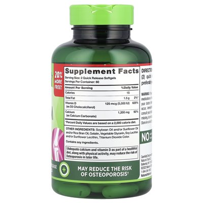 Nature's Truth, Absorbierbares Calcium Plus D3, 120 schnell freisetzende Softgelkapseln