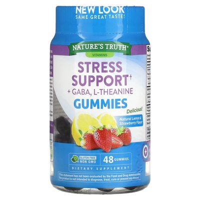 Nature's Truth, Stress Support + GABA, L-Thanine, Natural Lemon &amp Strawberry, 48 Gummy