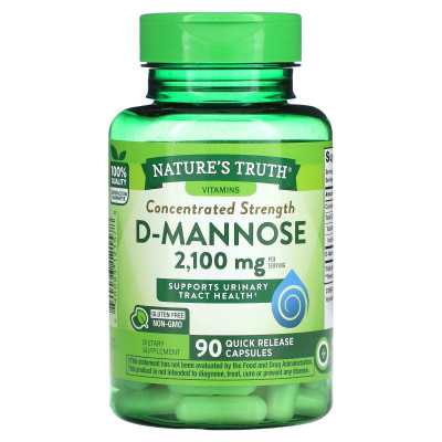 Nature's Truth, Concentrated Siła, D-Mannose, 2100 mg, 90 kapsułek szybkiego uwalniania (700 mg na kapsułkę) Nature's Truth, Concentrated Siła, D-Mannose, 2100 mg, 90 kapsułek szybkiego uwalniania (700 mg na kapsułkę)