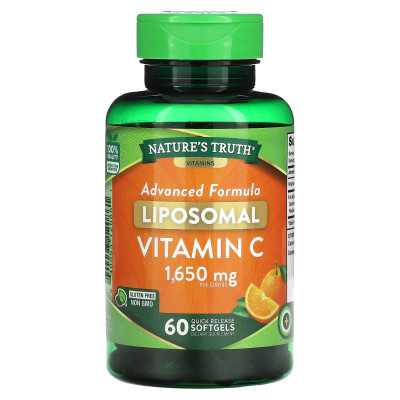 Nature's Truth, Liposomal Vitamin C, Advanced Formuła, 1650 mg, 60 Softgels szybkiego uwalniania (550 mg na kapsułkę)