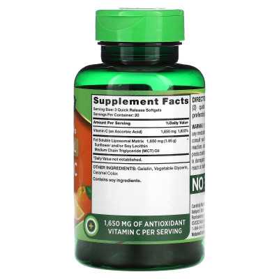 Nature's Truth, Liposomales Vitamin C, Erweiterte Formel, 1650 mg, 60 Schnellfreisetzungs-Softgels (550 mg pro Kapsel)