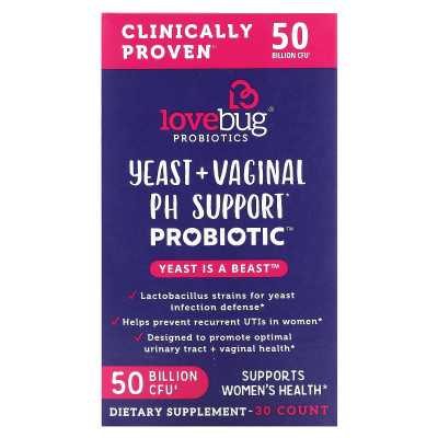 Loarbug Probiotics, Yeast + Vaginal pH pH Probiotic, 50 Billion CFU, 30 Count