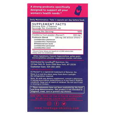 Loarbug Probiotics, Yeast + Vaginal pH pH Probiotic, 50 Billion CFU, 30 Count
