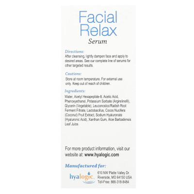 Hyaalogical, relaxing face serum with hyaluronic acid and argIRELINE, fragrance-free, 1 Fl Oz (30 ml)
