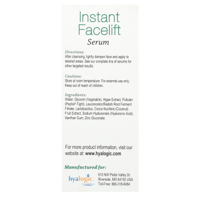 Hyaalogical Instant Lifting Serum mit Hyaluronsäure und Pepha-Puppy, parfümfrei, 1 Fl Oz (30 ml)