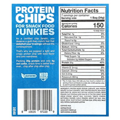 Legendary Foods, Protein-Pop-Chips, Ranch, 7 Beutel, 1,2 oz (34 g)