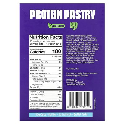 Legendary Foods, Protein Cake, Berry, 10 Pack, 2.2 oz (61 g)