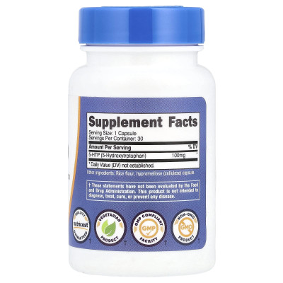 Nutricost, 5-HTP, 100 mg, 30 kapsułek