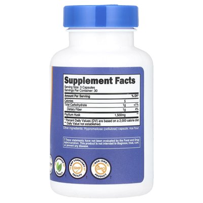 Nutricost, łusek Psyllium, 1500 mg, 90 kapsułek, (500 mg na kapsułkę)