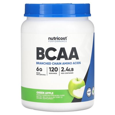 Nutricost, wydajność, BCAA, zielone jabłko, 2,4 funta (1080 g)