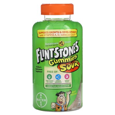 Flintstones, multiwitamina dla dzieci, kwaśne gummy, 180 gumzy