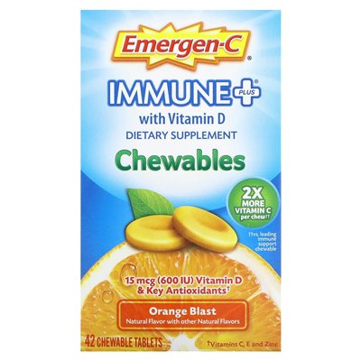Emergen-C, Vitamin D Immunity, Orange Burst, 42 Chewable Tablets