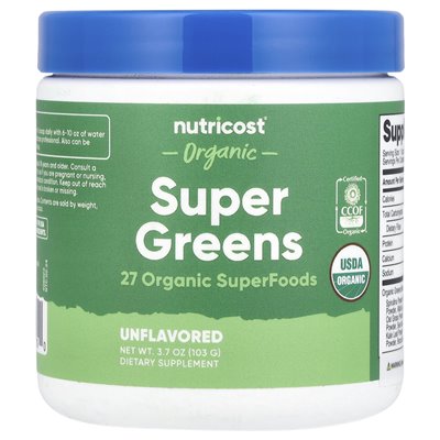 Nutricost, organiczne super zielone, niezmożone, 3,7 uncji (103 g)