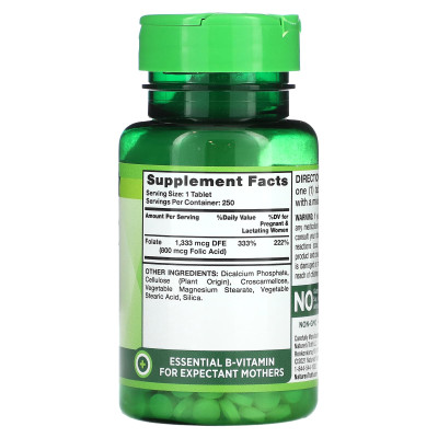Nature's Truth, Kwas Folowy, 800 mcg, 250 Tabletek