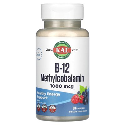 KAL, B-12 Methylcobalamin, Berry, 1000 mcg, 60 mammals