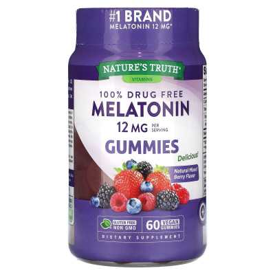 Nature's Truth, Melatonin, Natural Mixed Berry, 12 mg, 60 wegańskich żelków