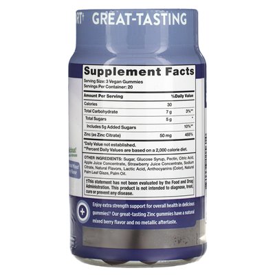 Nature's Truth, Extra Strength Cync, natürliche Beerenmischung, 50 mg, 60 vegane Gummibärchen