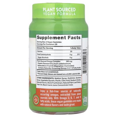 Nature's Truth, wegańska omega 3-6-7-9 Gummy, naturalna brzoskwinia, 50 gumzy