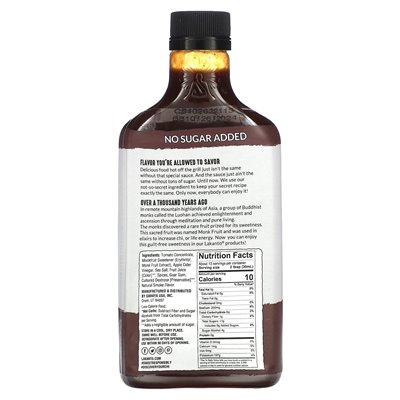 Lakanto, Monkfruit Sweetened BBQ Sauce, Original, 13 fl oz (384 ml)