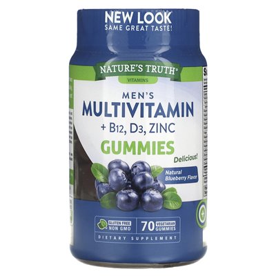 Nature's Truth, Murczyny multivitamin + B-12, D3, zinc, natural berry, 70 vegetarian