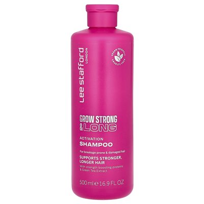 Lee Stafford, Grow Strong & Long, szampon aktywacyjny, dla łamania i uszkodzonych włosów, 16,9 fl oz (500 ml) Lee Stafford, Grow Strong & Long, szampon aktywacyjny, dla łamania i uszkodzonych włosów, 16,9 fl oz (500 ml)