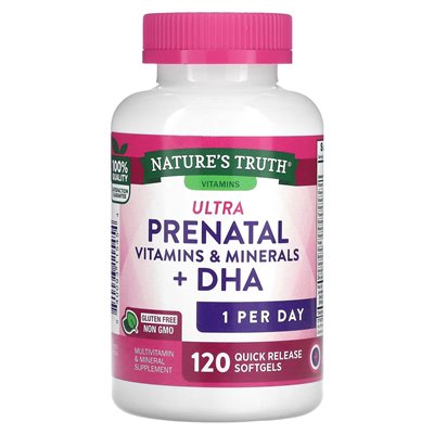 Nature's Truth, Ultra Prenatal Vitamins &amp Minerals + DHA, 120 Softgels Szybkie uwalnianie