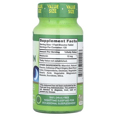 Nature's Truth, Sleep Melatonin, Natural Berry, 12 mg, 120 Quick Dissolve Tablets
