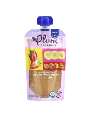 Plum Organics, Organic Baby Food, 6+ Months, Strawberry, Banana + Granola , 3.5 oz (99 g)