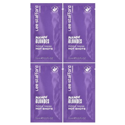 Lee Stafford, Bleach Blondes, Purple Toning Hot Shots, 4 saszetki, 0,5 fl oz (15 ml) Lee Stafford, Bleach Blondes, Purple Toning Hot Shots, 4 saszetki, 0,5 fl oz (15 ml)