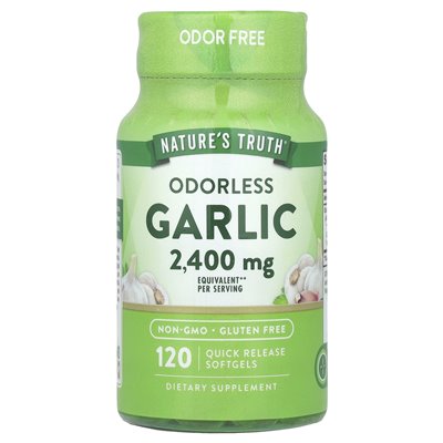 Nature's Truth Odorless Garlic 2400mg 120 Softgels Quick Release (1200mg per softgel)