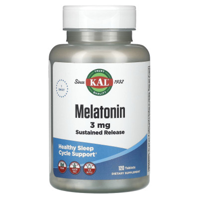 Kal, melatonina, trwałe uwalnianie, 3 mg, 120 tabletek