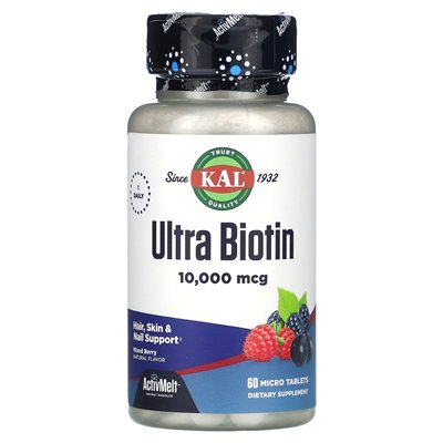 KAL, Ultra Biotin, Activmelt, Mixed Berry, 10.000 mcg, 60 Mikrotabletten