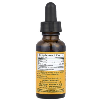 Herb Pharm, Ashwagandha, bez alkoholu, 1 Fl Oz (30 ml)