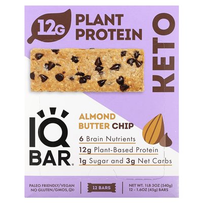 IQBAR, Plant Protein Bar, Muster Master Chip, 12 barów, 1,6 uncji (45 g)