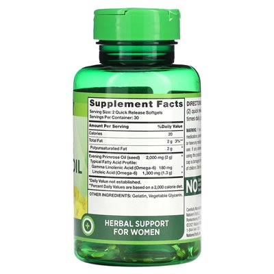 Nature's Truth, Cold Tressed, Nachtkerzenöl, 2000 mg, 60 Softgel-Kapseln mit schneller Freisetzung (1000 mg pro Softgel)