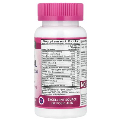 Nature's Truth, Prenatal Vitamin i Mineral Formuła o wysokiej mocy, 60 kapsułek szybkiego uwalniania