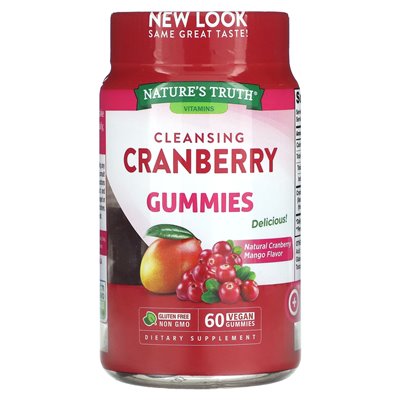 Nature's Truth, Cranberry Gum Cleanse, natürliche Cranberry-Mango, 60 vegane Gummibärchen