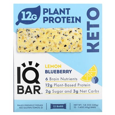 IQBAR, pflanzlicher Proteinriegel, Zitronenbeere, 12 Riegel, 1,6 oz (45 g)