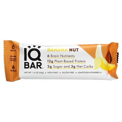 IQBAR, plant protein bar, banana nuts, 12 bars, 1.6 oz (45 g)