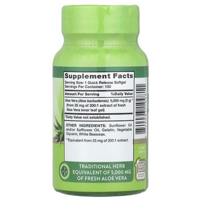 Nature's Truth, Aloe Vera, 5000 mg, 100 Softgels szybkiego wydania Nature's Truth, Aloe Vera, 5000 mg, 100 Softgels szybkiego wydania