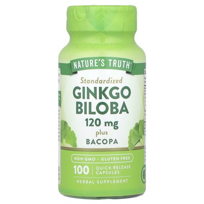 Nature's Truth, Ginkgo Biloba Plus Bacopa, 120 mg, 100 kapsułek szybkiego uwalniania Nature's Truth, Ginkgo Biloba Plus Bacopa, 120 mg, 100 kapsułek szybkiego uwalniania