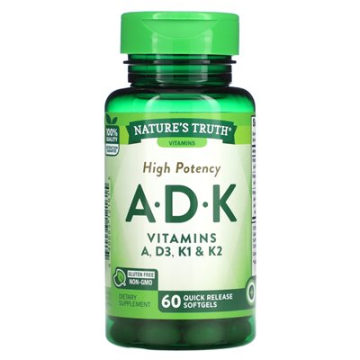 Nature's Truth, High Moccy A, D, K, 60 Szybkie zwolnienie Softgels