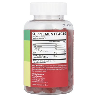 Havasu Nutrition, jabłkowe gummy octu, naturalne jabłko, 60 gumzy Havasu Nutrition, jabłkowe gummy octu, naturalne jabłko, 60 gumzy