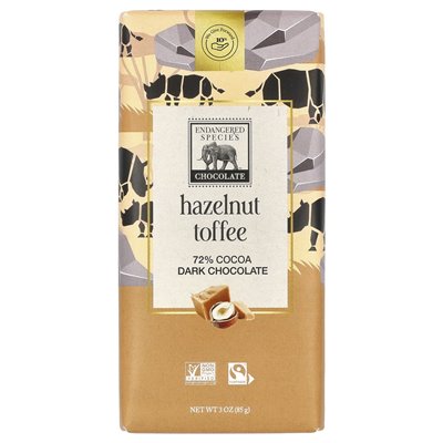 Gatunki zagrożone czekoladą, orzechowe toffi + ciemna czekolada, 72% kakao, 3 uncje (85 g)