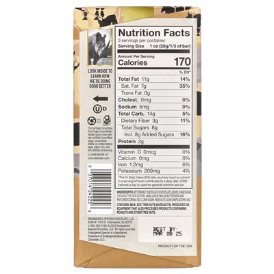 Chocolate Endangered Species, Nut Toffee + Dark Chocolate, 72% Cocoa, 3 oz (85 g)