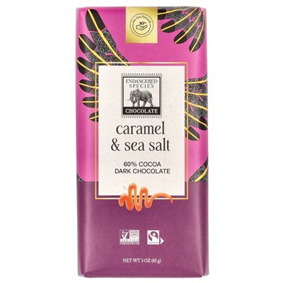 Endangered Species Chocolate, dunkle Schokolade mit Karamell und Meersalz, 60 % Kakao, 3 oz (85 g)