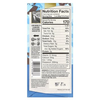 Endangered Species Chocolate, Dark Chocolate Berry, 72% Cocoa, 3 oz (85 g)