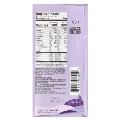Lily's Sweets, 40 % Kakaomilchschokolade im Schokoladenstil, gesalzene Mandeln, 3 oz (85 g)