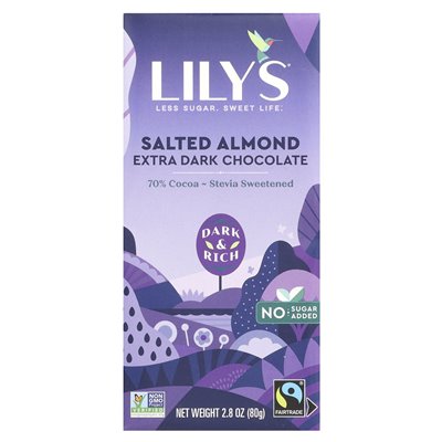 Lily's Sweets, Extra dunkle Schokolade, gesalzene Mandeln, 70 % Kakao, 2,8 oz (80 g)